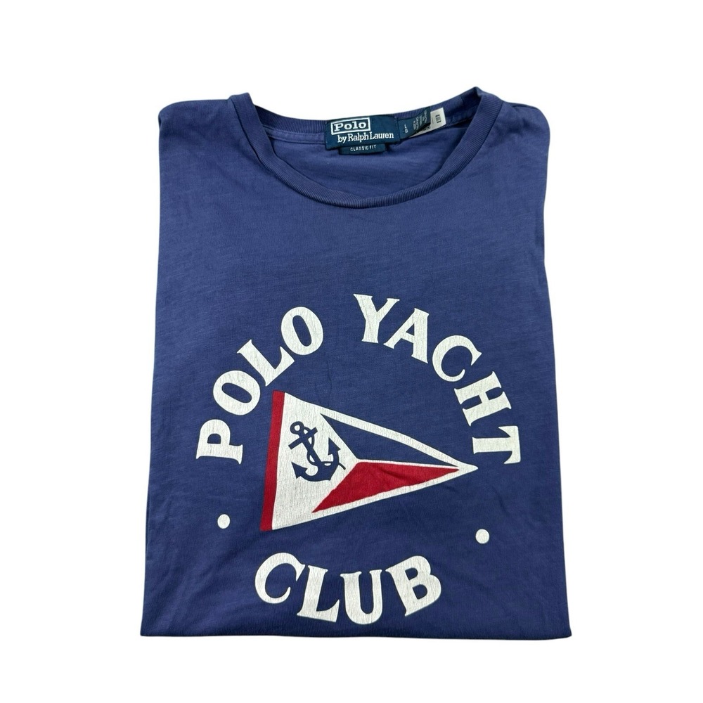 Polo Ralph Lauren Yacht Club Nautical Graphic T Shirt Blue Mens Large